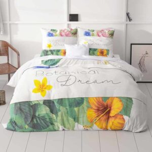 Dekbedovertrek Botanical Dream - Tweepersoons (200x220 cm) - Wit Katoen - Dessin: Bloemen