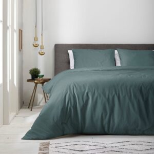 Dekbedovertrek Luna Uni - Lits-Jumeaux (240x220 cm) - Groen Microvezel - Dessin: Effen - Luna Bedding - Dekbed-Discounter.nl