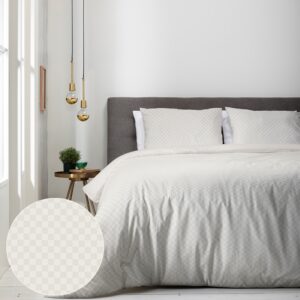 Dekbedovertrek Luna Embossed Chess - Tweepersoons (200x220 cm) - Creme Microvezel - Dessin: Effen - Luna Bedding - Dekbed-Discounter.nl