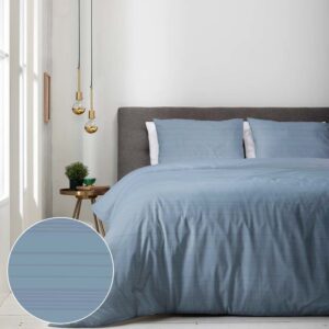 Dekbedovertrek Luna Embossed Stripes - Tweepersoons (200x220 cm) - Blauw Microvezel - Dessin: Strepen - Luna Bedding - Dekbed-Discounter.nl