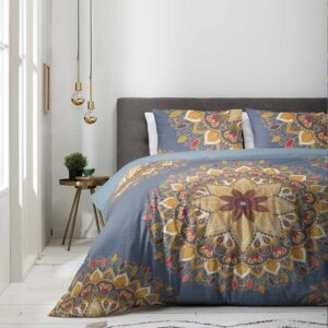 Dekbedovertrek Luna Mandala Yellow Blue Dekbedovertrek - Tweepersoons (200x220 cm) - Blauw & Geel Katoen - Dessin: - Luna Bedding -