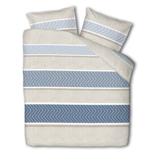 Dekbedovertrek Luna Herringbone Stripes - Tweepersoons (200x220 cm) - Blauw Katoen - Dessin: Strepen - Luna Bedding - Dekbed-Discounter.nl