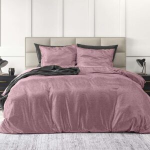 Dekbedovertrek Embossed Velvet Sultan - Lits-Jumeaux (240x220 cm) - Roze Polyether - Dessin: - Sleeptime - Dekbed-Discounter.nl