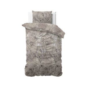 Dekbedovertrek Cora - Eenpersoons (140x220 cm) - Taupe Polycotton - Dessin: - Sleeptime Elegance - Dekbed-Discounter.nl