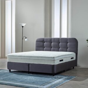 2-Persoons Boxspring Met Opbergruimte Rondo - Antraciet - Antraciet 140x200 cm - Pocketvering - Inclusief Topper - Dekbed-Discounter.nl