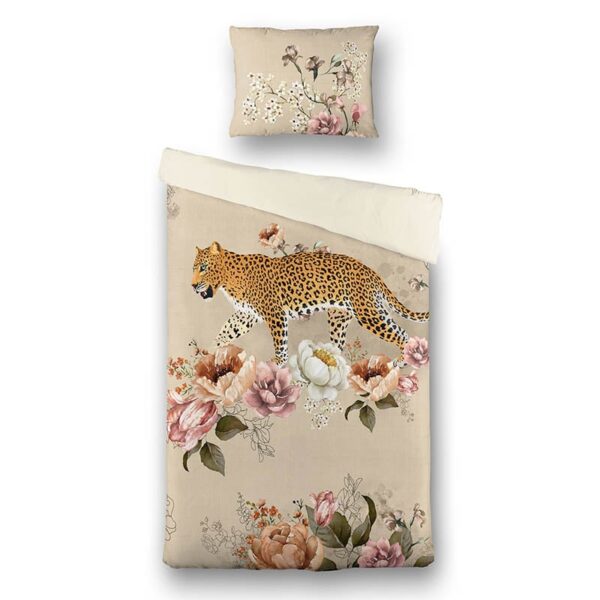 Dekbedovertrek Tiger Garden - Eenpersoons (140x200 cm) - Beige Polyester-katoen - Dessin: Dieren