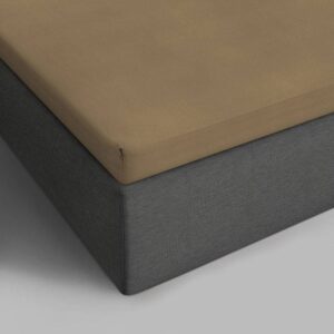 Verkoelend Katoenen Topper Hoeslaken - Taupe -Maat: 90 x 220 - 90x220 cm - Taupe - DreamHouse Bedding - Dekbed-Discounter.nl