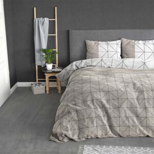 Flanellen Dekbedovertrek Geometric - Tweepersoons (200x200 cm) - Taupe - Dessin: Patroon