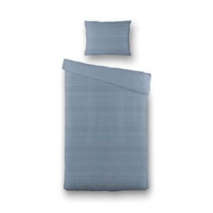 Dekbedovertrek Luna Embossed Stripes - Eenpersoons (140x220 cm) - Blauw Microvezel - Dessin: Strepen - Luna Bedding - Dekbed-Discounter.nl