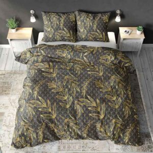 Dekbedovertrek Rush Gold - Eenpersoons (140x200 cm) - Goud Polyester-katoen - Dessin: Patroon - Sleeptime Elegance - Dekbed-Discounter.nl