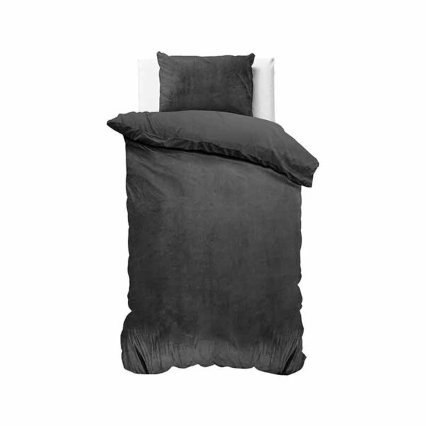 Dekbedovertrek Velvet Uni - Eenpersoons (140x220 cm) - Creme Polyether - Dessin: Effen - Sleeptime - Dekbed-Discounter.nl