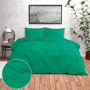 Dekbedovertrek Chester Ultra Groen - Eenpersoons (140x220 cm) - Groen Microvezel - Dessin: Ruiten - Zensation - Dekbed-Discounter.nl