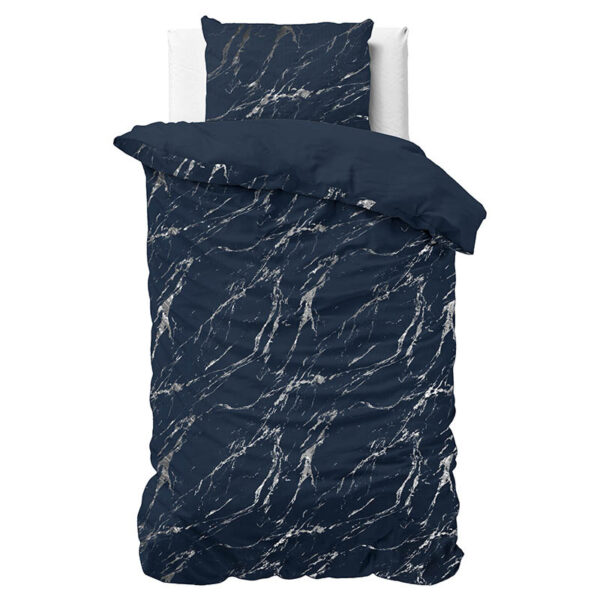 Dekbedovertrek Glamour Marble - Eenpersoons (140x200 cm) - Blauw Microvezel - Dessin: Patroon