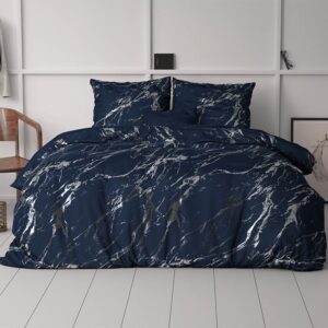 Dekbedovertrek Glamour Marble - Tweepersoons (200x200 cm) - Blauw Microvezel - Dessin: Patroon