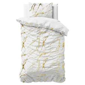 Dekbedovertrek Glamour Marble - Eenpersoons (140x200 cm) - Wit Microvezel - Dessin: Patroon