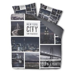 Dekbedovertrek City Lights - Lits-Jumeaux (240x220 cm) - Meerkleurig Polyester-katoen - Dessin: Landschap - Fresh and Co - Dekbed-Discounter.nl