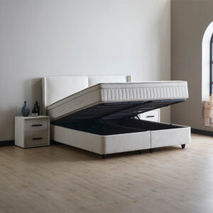 2-Persoons Boxspring met opbergruimte Ruby - Wit 180x200 cm - Pocketvering - Inclusief Topper - Dekbed-Discounter.nl