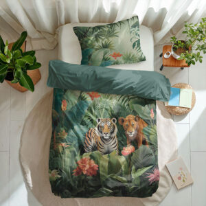 Dekbedovertrek Jungle Hideout - (x cm) - Meerkleurig Katoen - Dessin: Natuur - Fresh and Co Kids - Dekbed-Discounter.nl