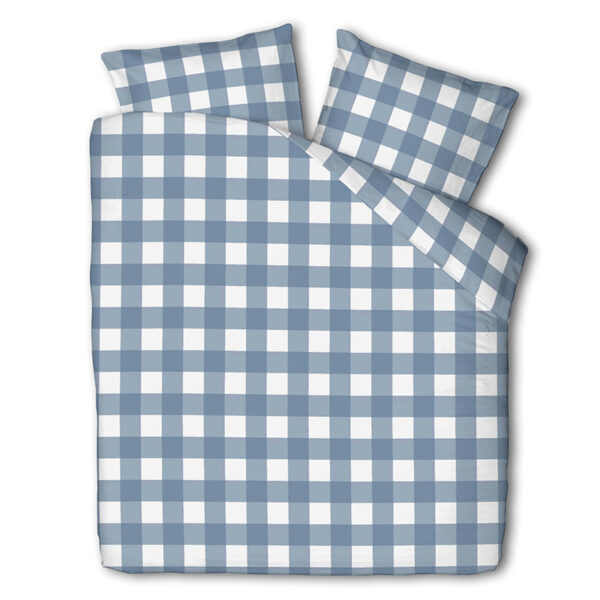 Dekbedovertrek Picnic Squares - Lits-Jumeaux (240x220 cm) - Blauw Polyester-katoen - Dessin: Ruiten - Luna Bedding - Dekbed-Discounter.nl