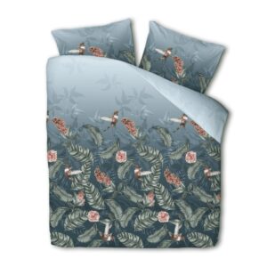 Dekbedovertrek Birdy Bowi - Tweepersoons (200x220 cm) - Blauw Polyester-katoen - Dessin: Natuur - Fresh and Co - Dekbed-Discounter.nl