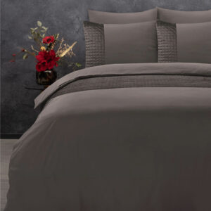 Dekbedovertrek Velvet Band - Eenpersoons (140x220 cm) - Taupe Microvezel - Dessin: Effen - Sleeptime - Dekbed-Discounter.nl