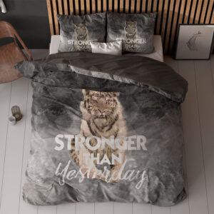 Dekbedovertrek Stronger - Tweepersoons (200x200 cm) - Grijs Katoen - Dessin: Dieren - Sleeptime - Dekbed-Discounter.nl