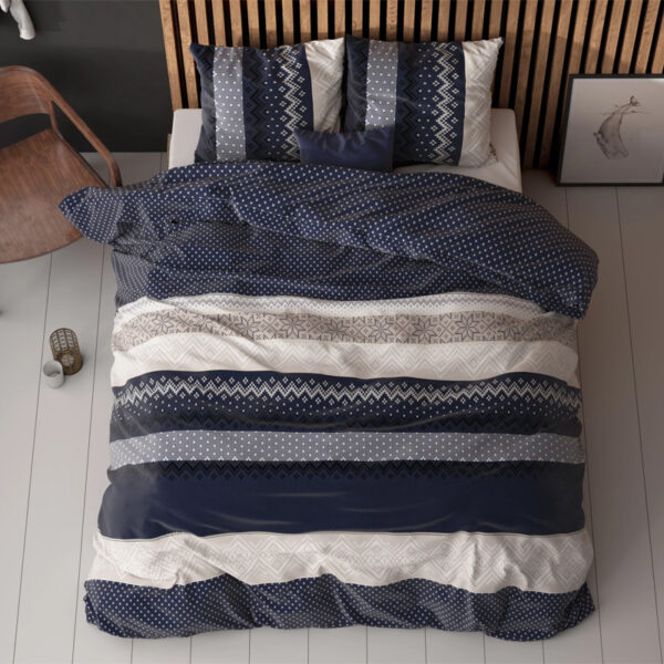 Dekbedovertrek Elisabeth - Tweepersoons (200x200 cm) - Navy Polyester-katoen - Dessin: Patroon - Sleeptime - Dekbed-Discounter.nl