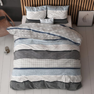 Dekbedovertrek Maurice - Lits-Jumeaux (240x220 cm) - Blauw Polyester-katoen - Dessin: Patroon - Sleeptime - Dekbed-Discounter.nl