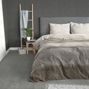 Flanellen Dekbedovertrek Stone Stripe - Lits-Jumeaux (240x220 cm) - Taupe - Dessin: Effen - Sleeptime Elegance - Dekbed-Discounter.nl