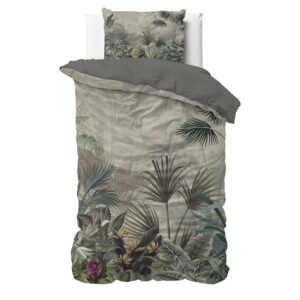 Dekbedovertrek Macy - Eenpersoons (140x200 cm) - Groen Microvezel - Dessin: Bloemen - Sleeptime Essentials - Dekbed-Discounter.nl