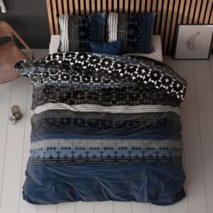 Dekbedovertrek Scanda - Lits-Jumeaux (240x220 cm) - Navy Polyester-katoen - Dessin: Patroon - Sleeptime Elegance - Dekbed-Discounter.nl