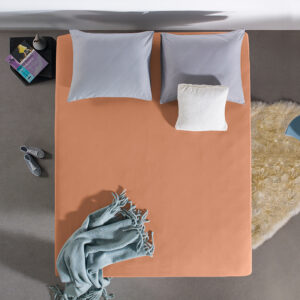 Hoeslaken Dubbel Stretch - Pastel Oranje - 90x200 cm - Oranje - Home Care - Dekbed-Discounter.nl