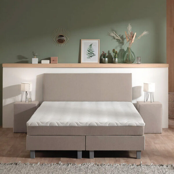 1-Persoons Boxspring Julia Relax - Beige 90x200 cm - Pocketvering - Inclusief Topper - Dekbed-Discounter.nl