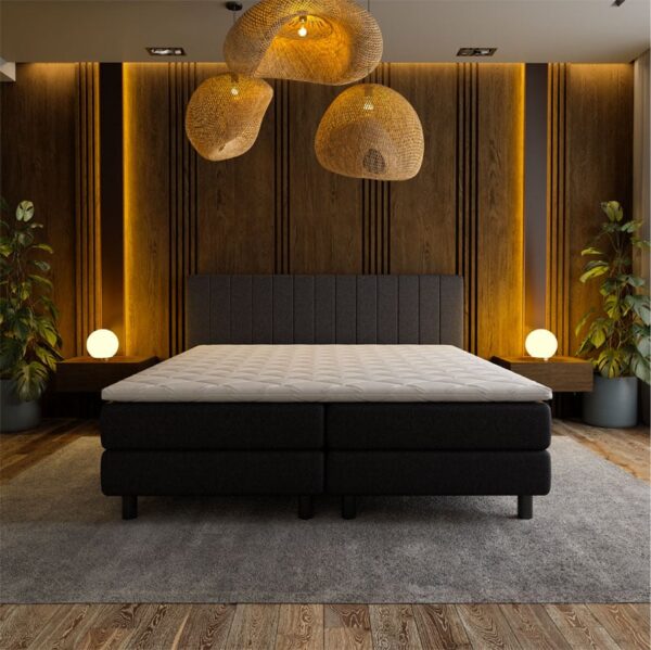 1-Persoons Boxspring Hotel - Beam - Zwart 90x200 cm - Pocketvering - Inclusief Topper - Dekbed-Discounter.nl