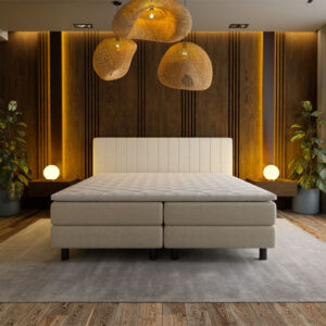 2-Persoons Boxspring Hotel - Beam - Beige 140x200 cm - Pocketvering - Inclusief Topper - Dekbed-Discounter.nl