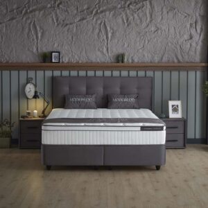 1-Persoons Boxspring met opbergruimte Modebedd - Antraciet 90x200 cm - Pocketvering - Inclusief Topper - Dekbed-Discounter.nl