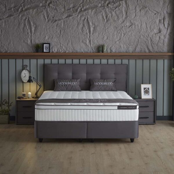 1-Persoons Boxspring met opbergruimte Modebedd - Antraciet 90x200 cm - Pocketvering - Inclusief Topper - Dekbed-Discounter.nl